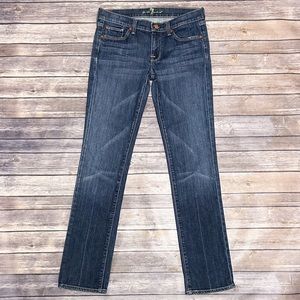 7 For All Mankind Medium Wash Straight Leg Low Rise Jeans 28 7FAM 32.25 Inseam